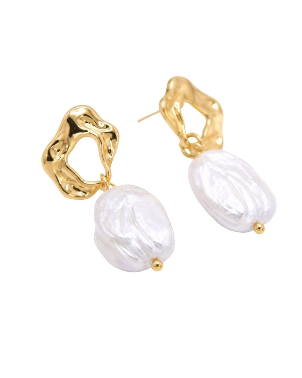 Uchi and Soto Metallic Shinju Baroque Pearl & Molten Earrings
