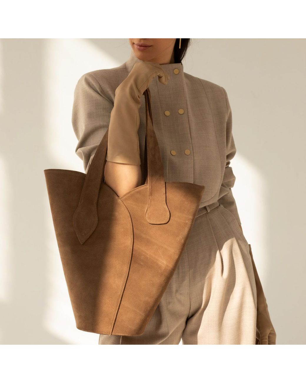 Tarea Studio Brown Oh Lala Tote Suede Leather Bag