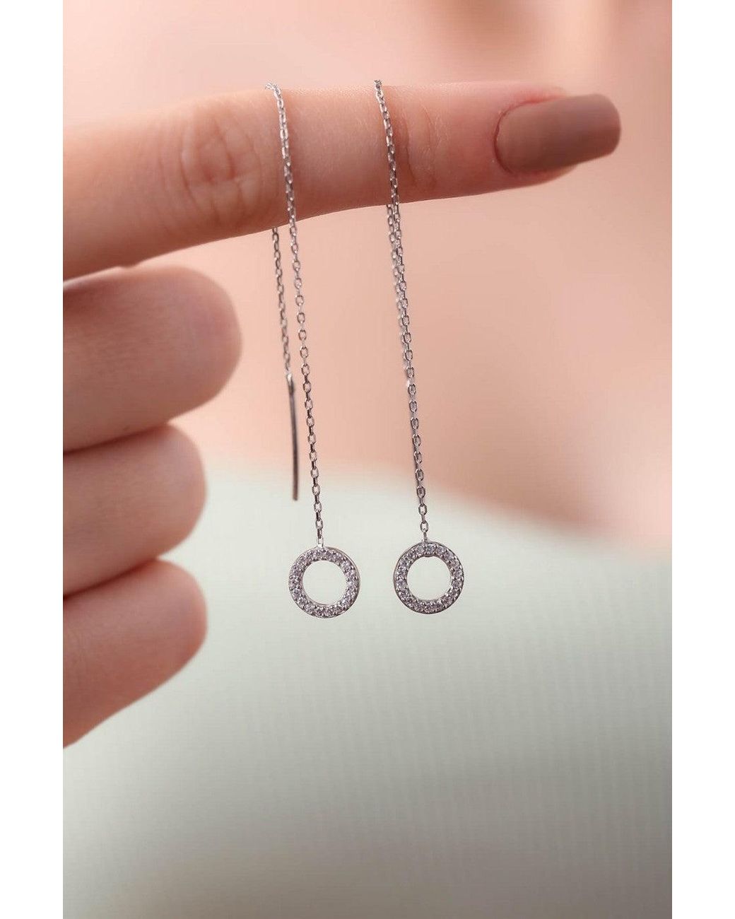 Spero London White Circle Bracelet & Circle Drop Earring Set