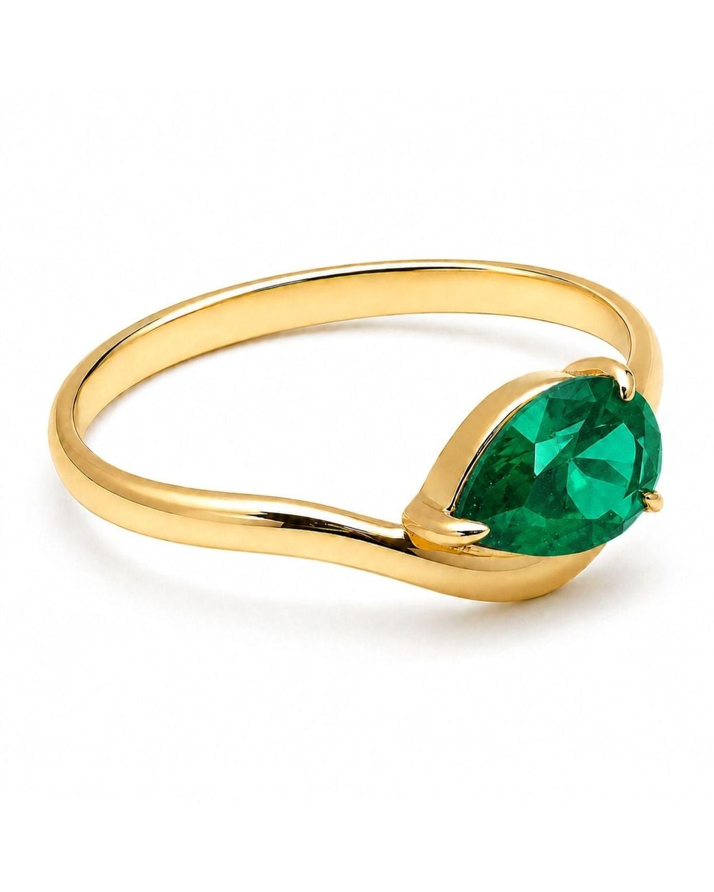 Belinda Jewelz Green Emerald Wavy Solitair Birthstone Ring
