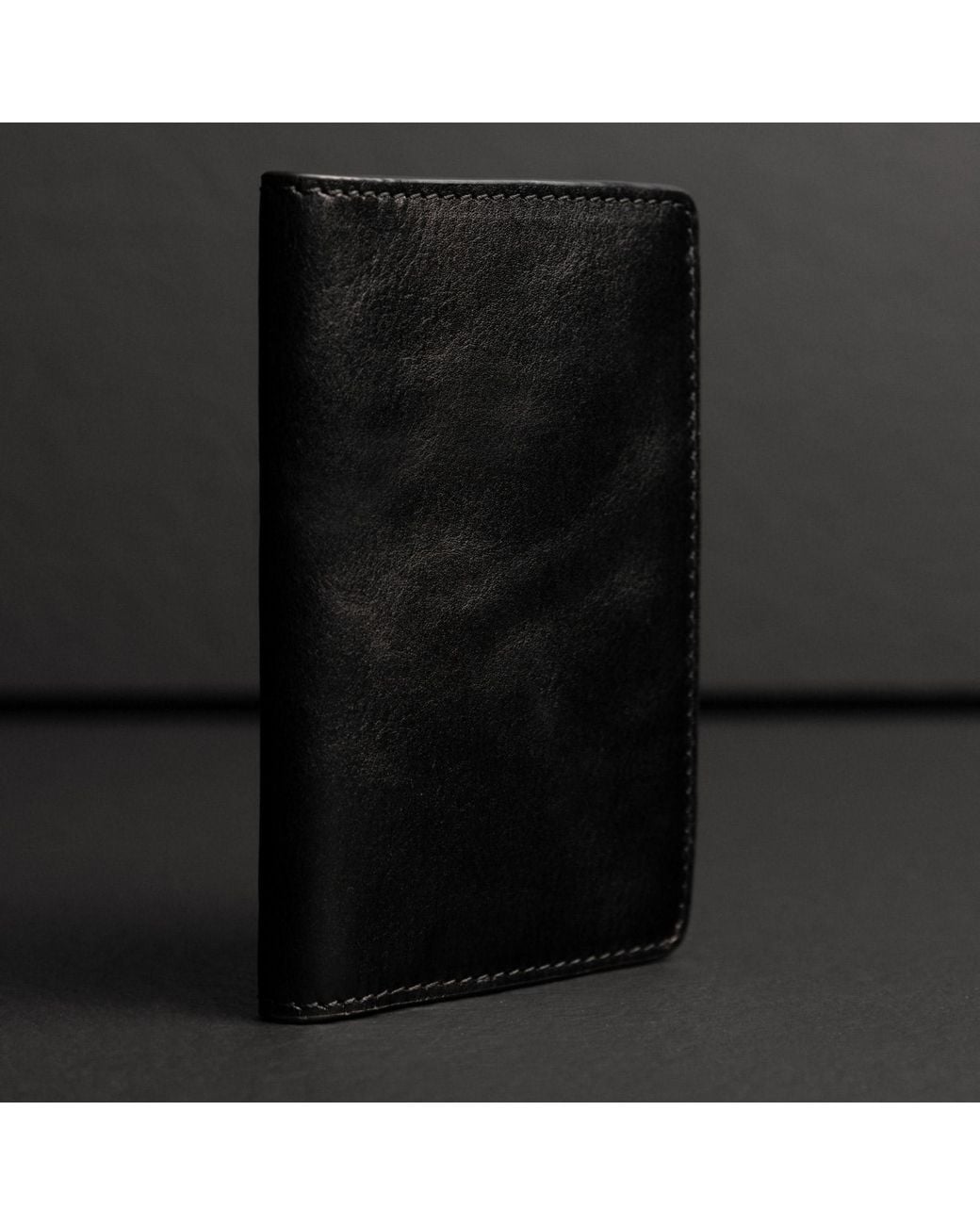 Time Resistance Black Small Leather Passport Holder For