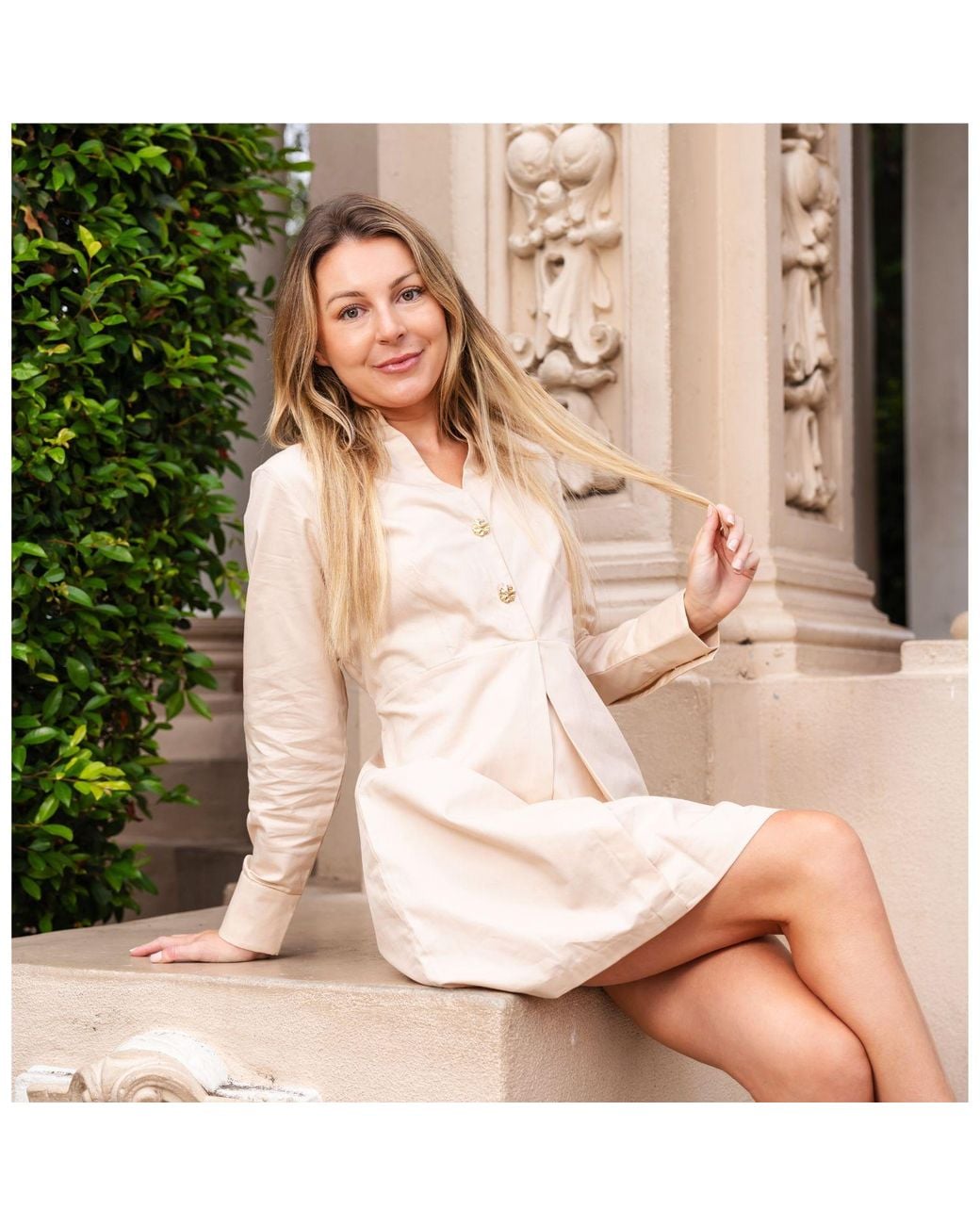 House of Gl Natural Neutrals Champagne Quartz Mini Dress