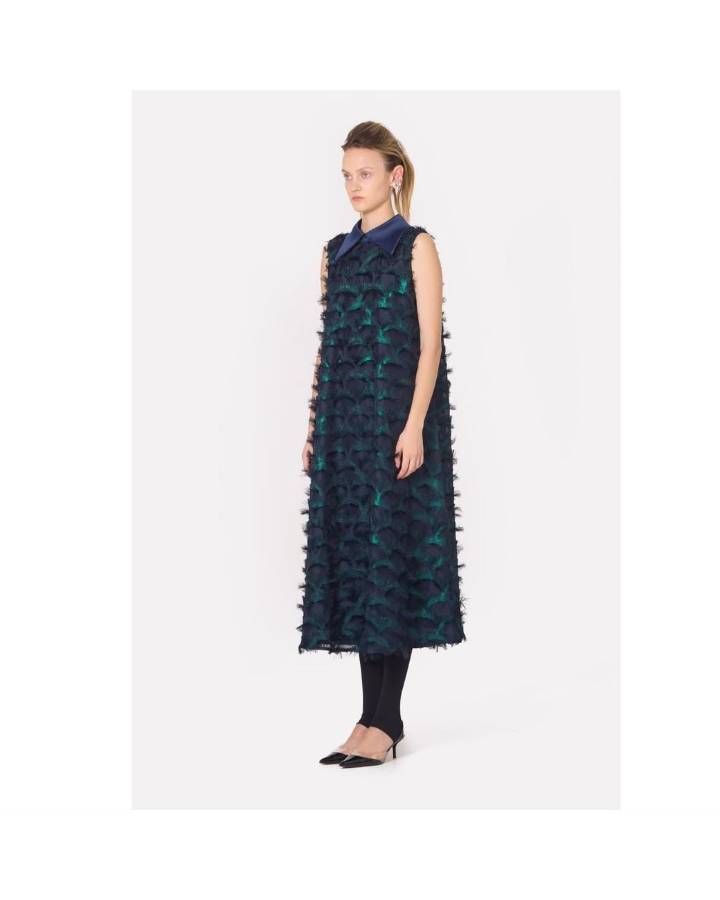 Julia Allert Black Evening Gown A-line Maxi Dress With Fleecy Decor