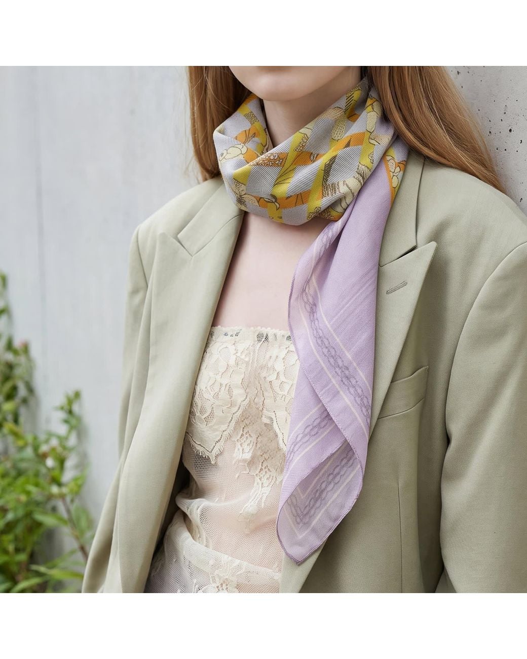 Ana Maison Purple Floral Weave Silk Wool Scarf