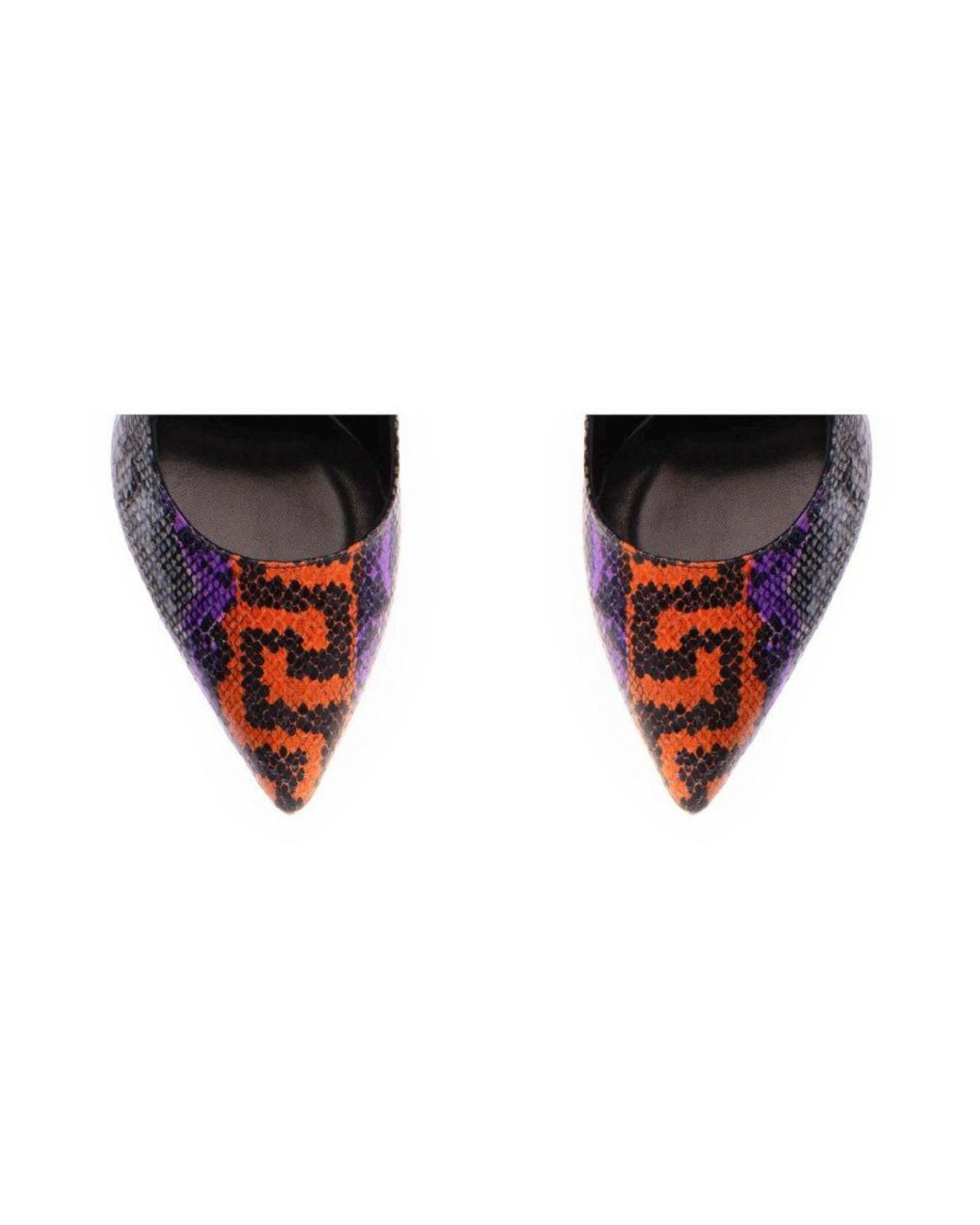 The 5Th Element Blue Print Leather Stiletto Heels