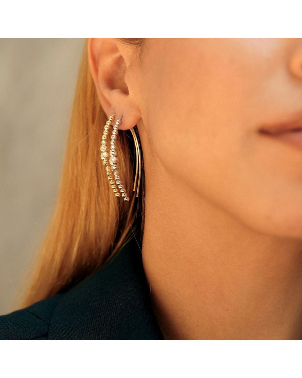 Spero London Metallic Beaded Pull Through Sterling Earrings