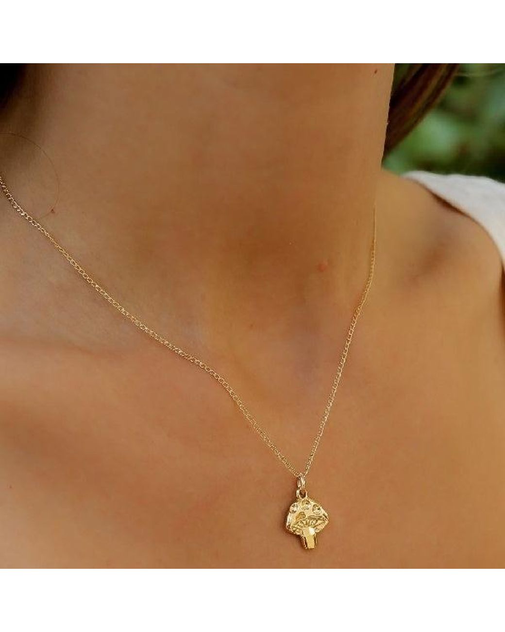 Lexi Jewelry Metallic Earthy Mushroom Necklace