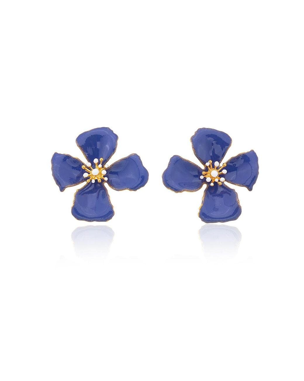 Milou Jewelry Multicolor Very Peri Hibiscus Flower Earrings