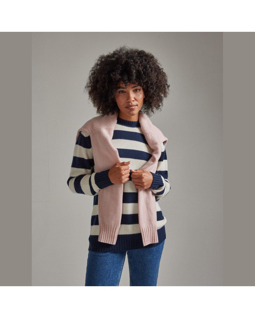 Salts Cashmere Blue Lofty Knit Crew Neck Sweater