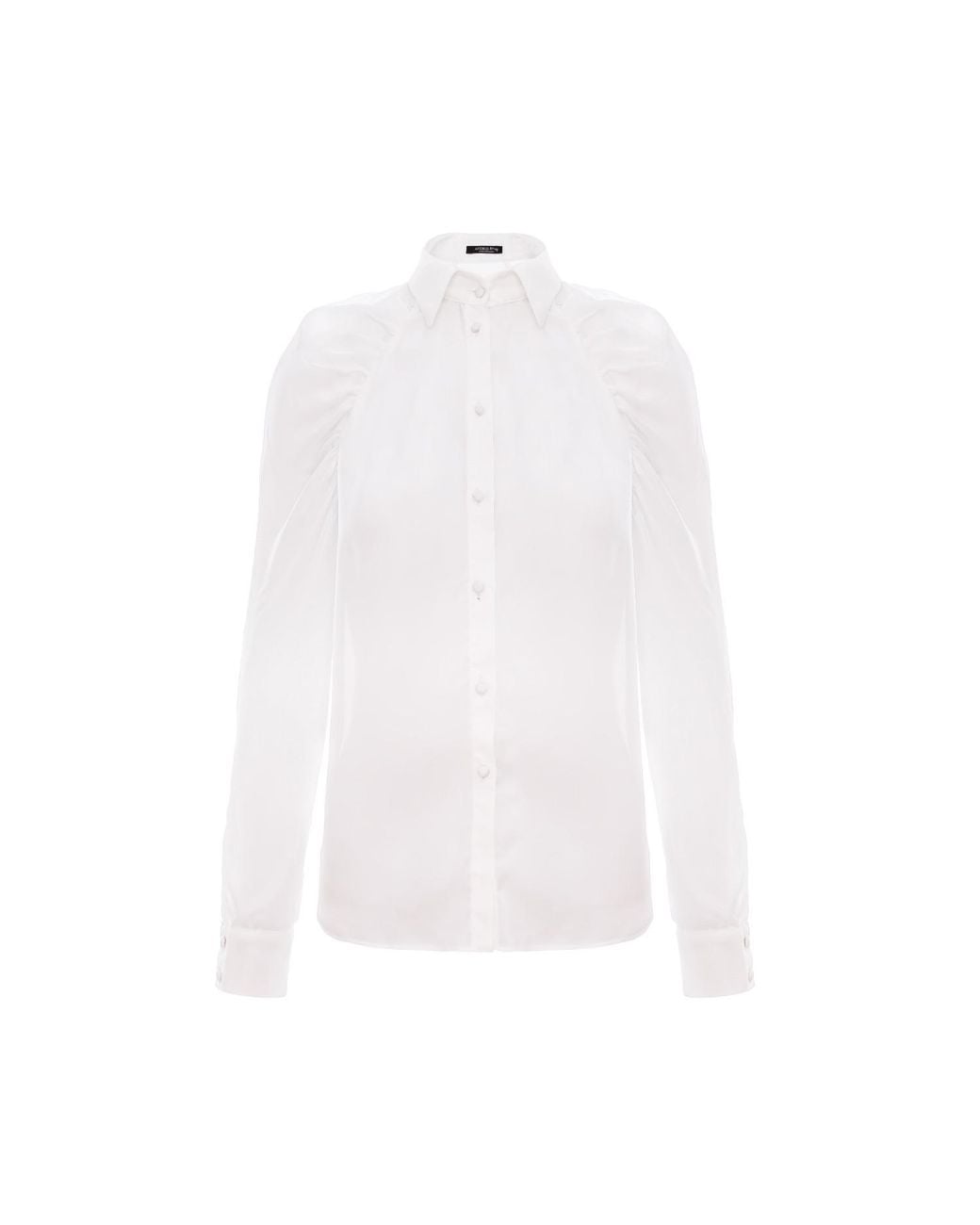 AVENUE No.29 White Gathered Raglan Sleeve Viscose Buttoned Down Shirt