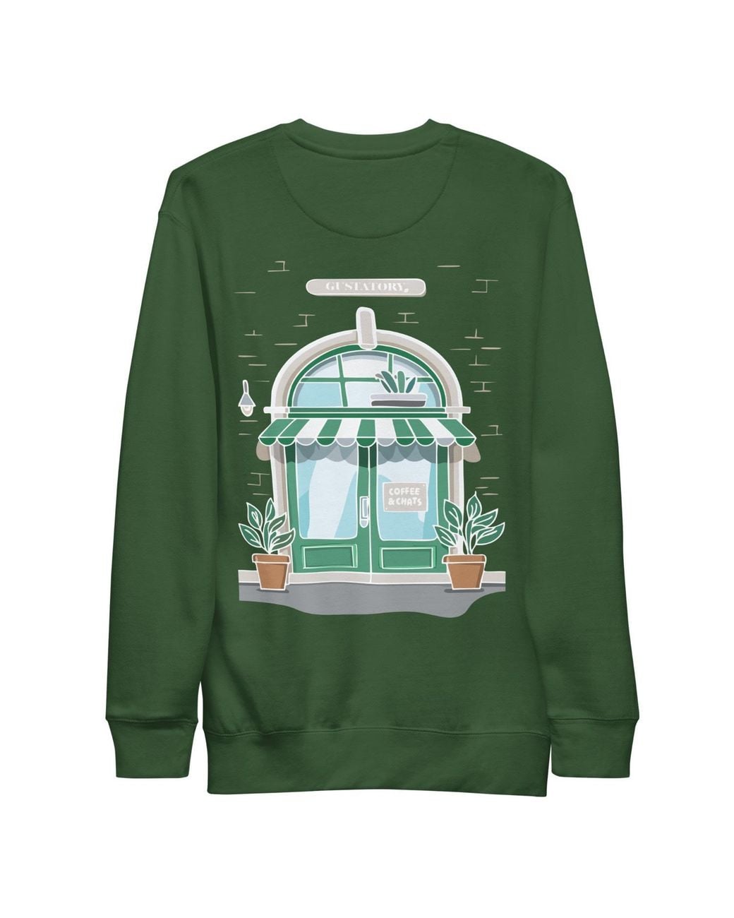 Anchor and Crew Green Forest Gustatory Coffee & Chats Cotton Blend Embroidered Sweatshirt