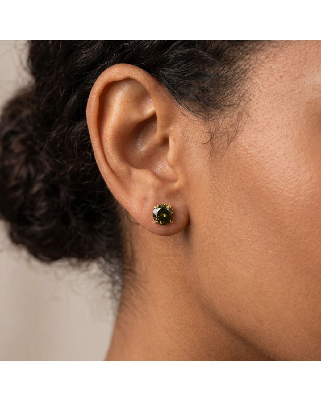 Spero London Green 9Ct Solid Peridot Stud Earrings