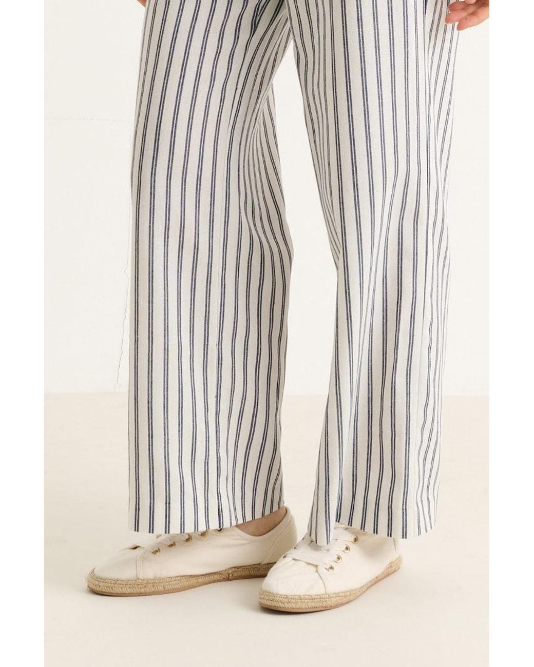 Louche White Tilde Ticking Stripe Straight Cut Trouser