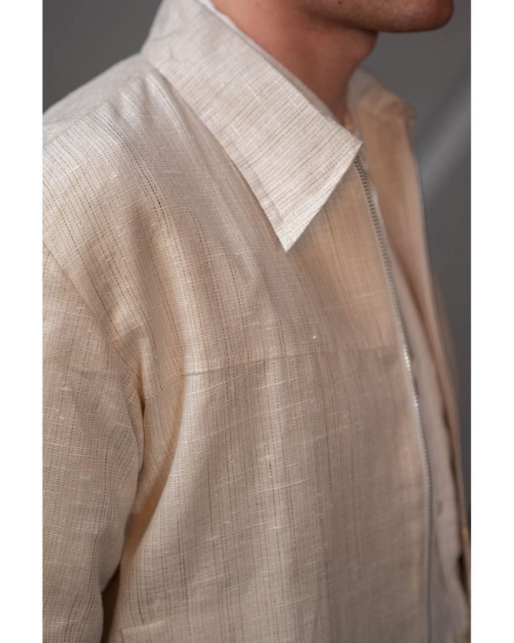 Stovaria Natural Handwoven Hemp & Raw Silk Blend Jacket for men