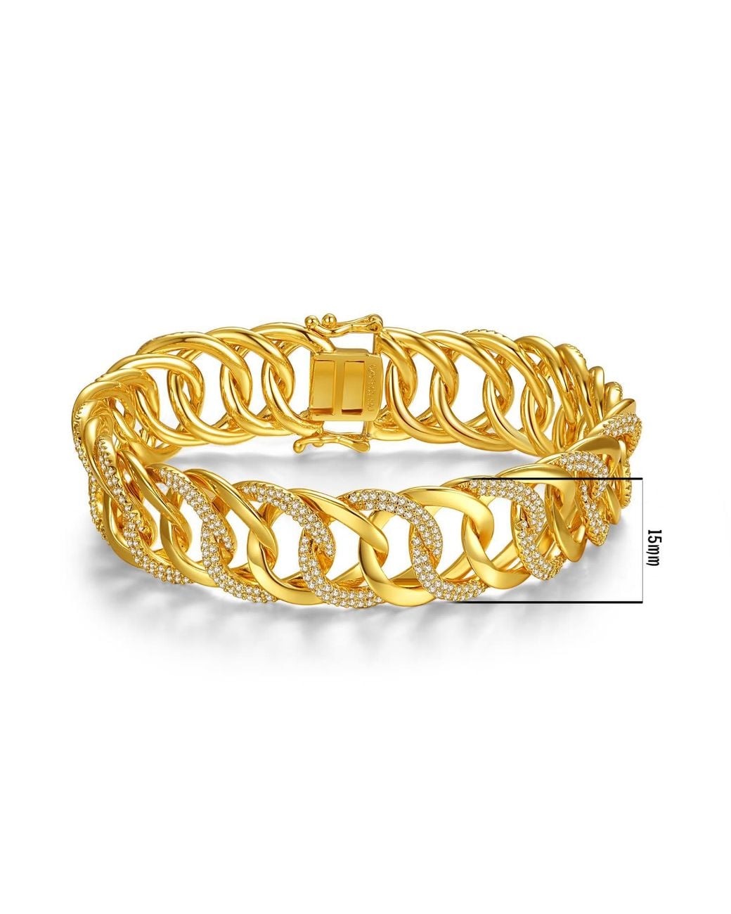 Genevive Jewelry Metallic Rachel Glauber Plated With Cubic Zirconia Interlocking Slinky Link Chain Bracelet