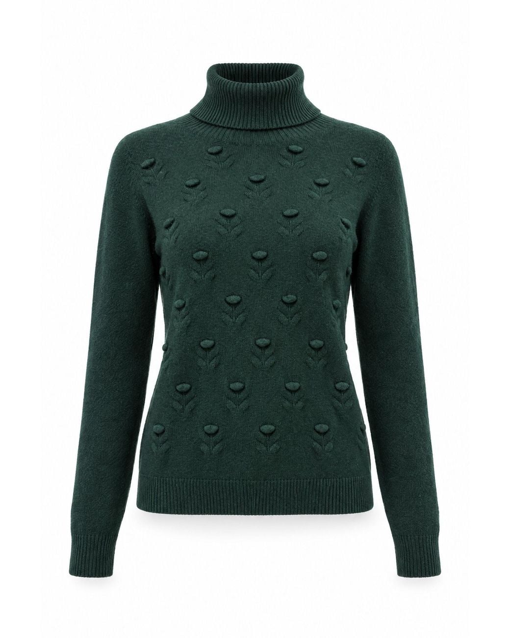 James Lakeland Green Floral Roll Neck Jumper