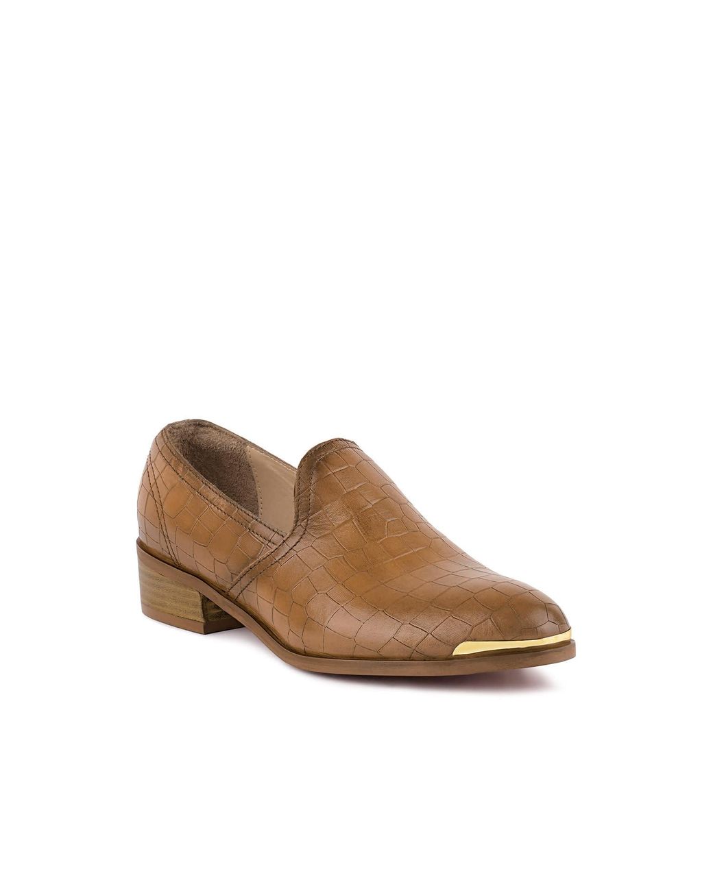 Rag & Co Brown Lilliam Metal Highlight Casual Leather Loafers