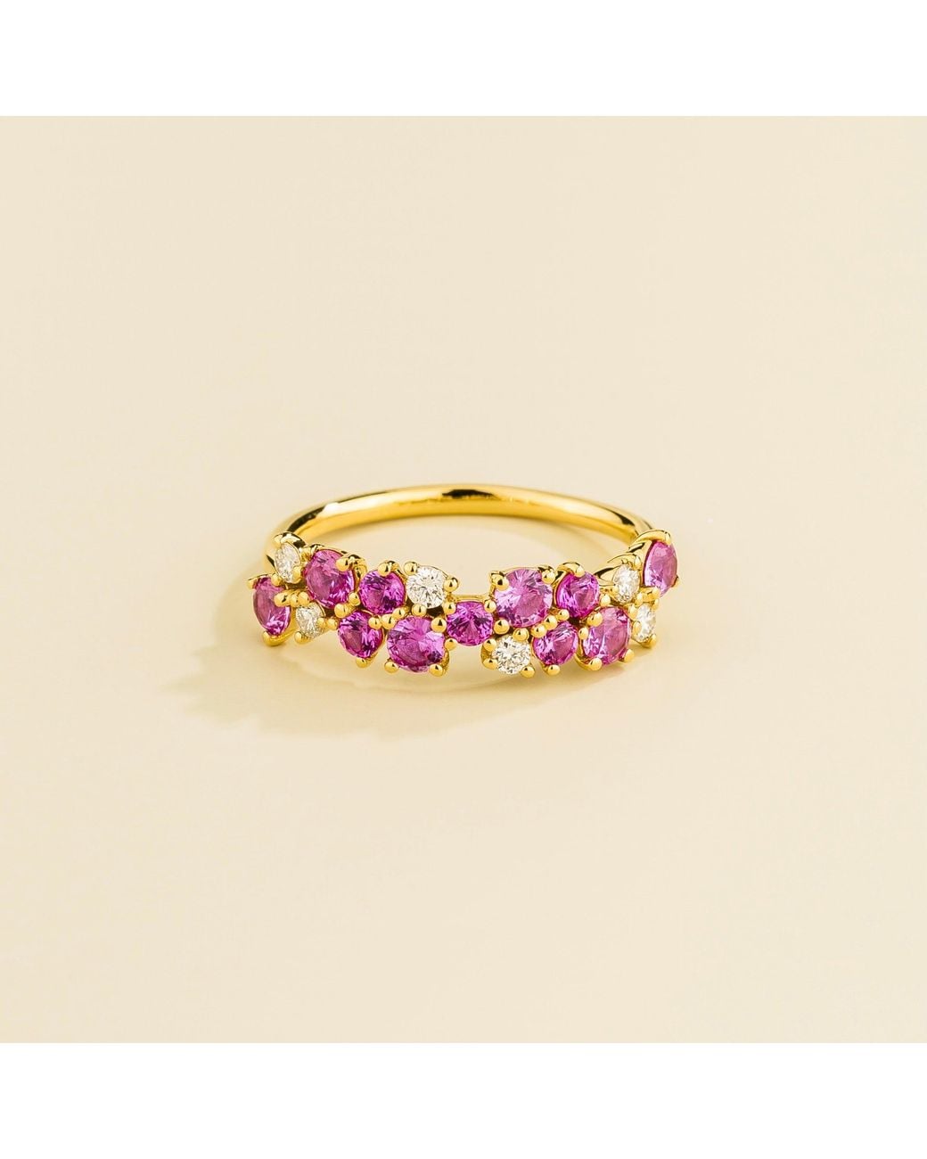 Juvetti Pink Starry Ring Sapphire & Diamond
