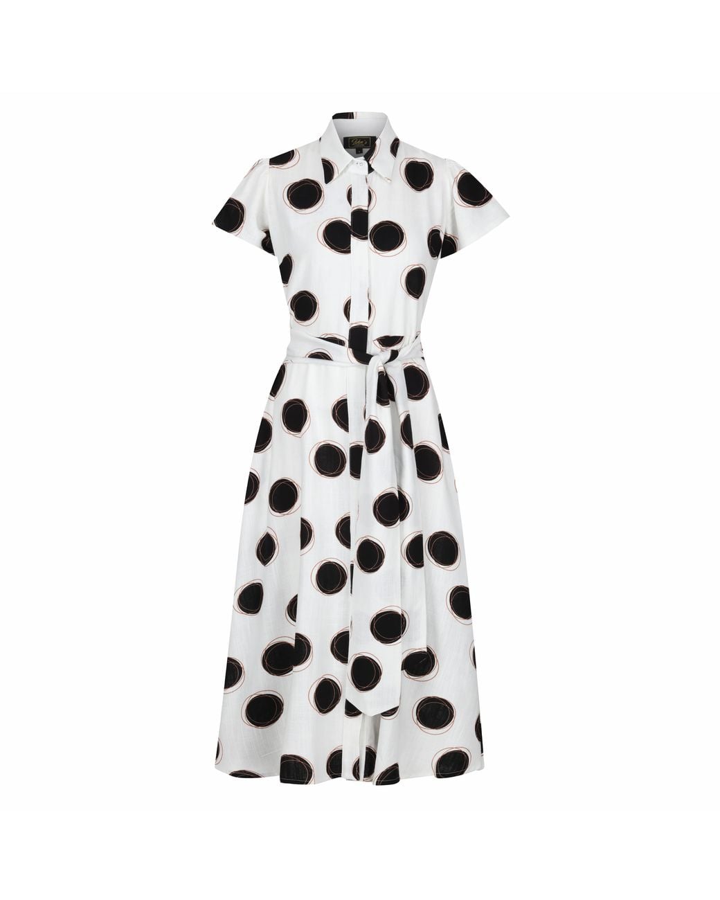 Lioness by Tf Black Absolute Polka Dot Linen Short Sleeve Shirt Dress