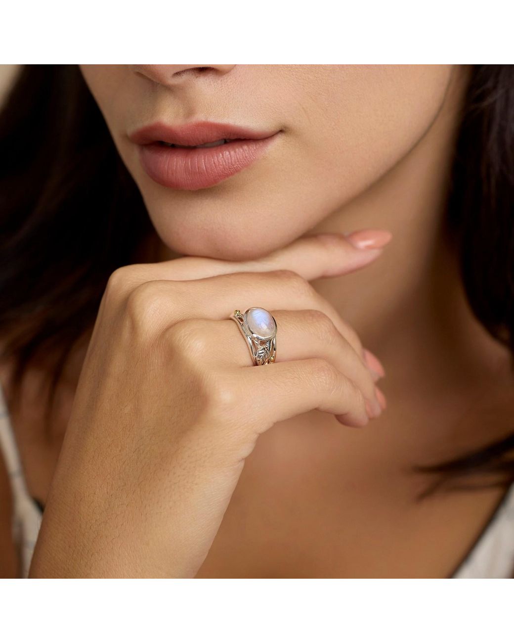Isla Silver Blue Neutrals Moonstone Ring