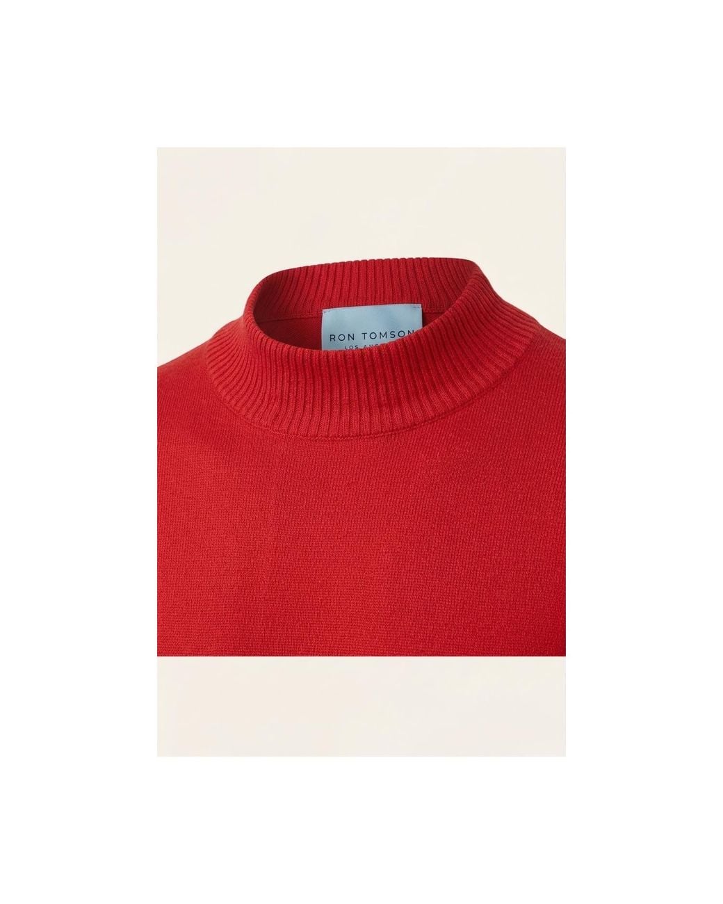 Ron Tomson Red Mock Neck Relaxed Sweater for men