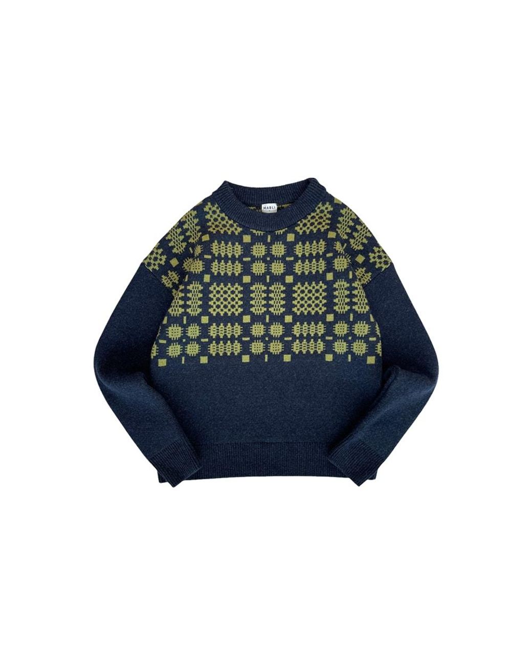 Mabli Blue Carthen Lambswool Gansey for men