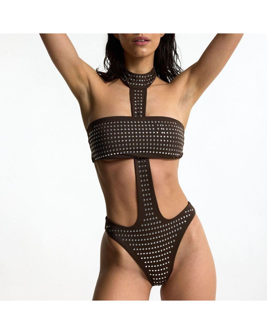 Veroni Swim Metallic Studded Nostalgia Retro-Inspired Monokini