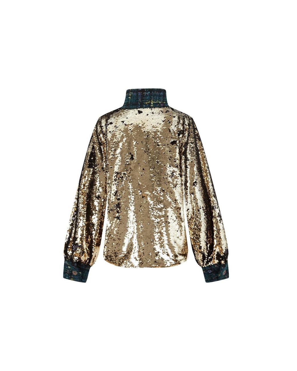 RUE AGTHONIS Green Chasser Sequined Top
