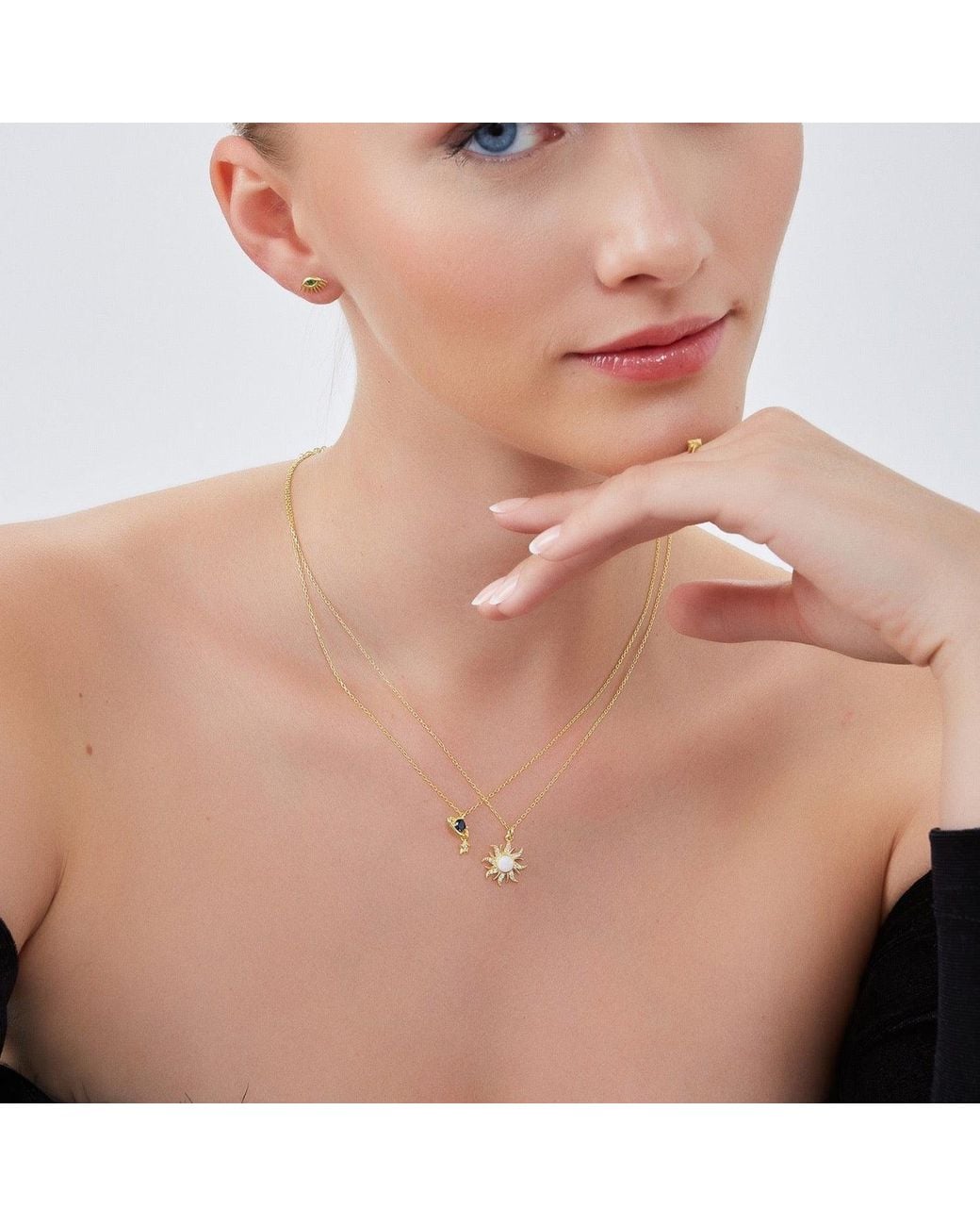 Spero London Metallic Opal Sun & Sunburst Necklace