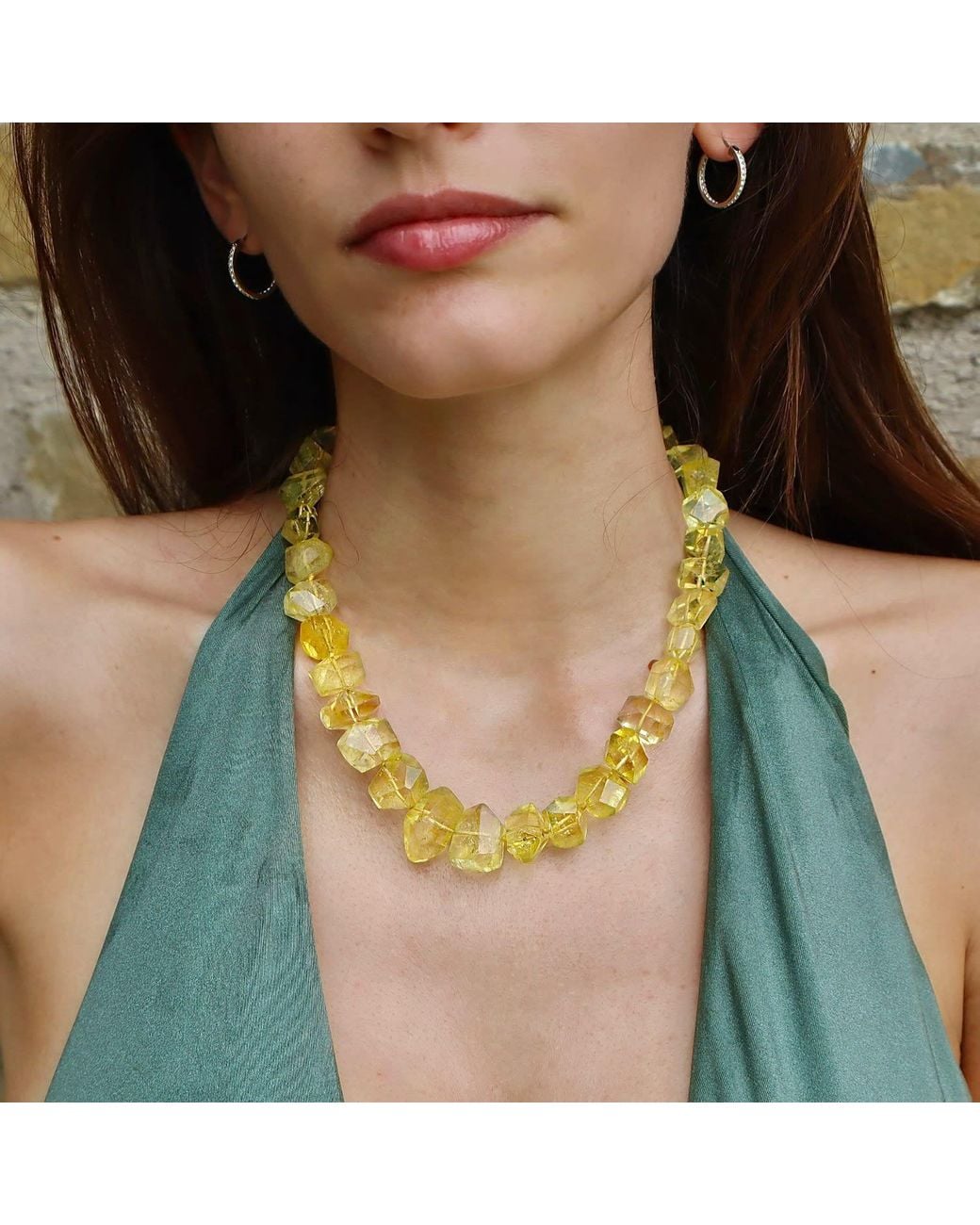 Mineralgems•Studio Metallic Citrine Quartz Statement Necklace