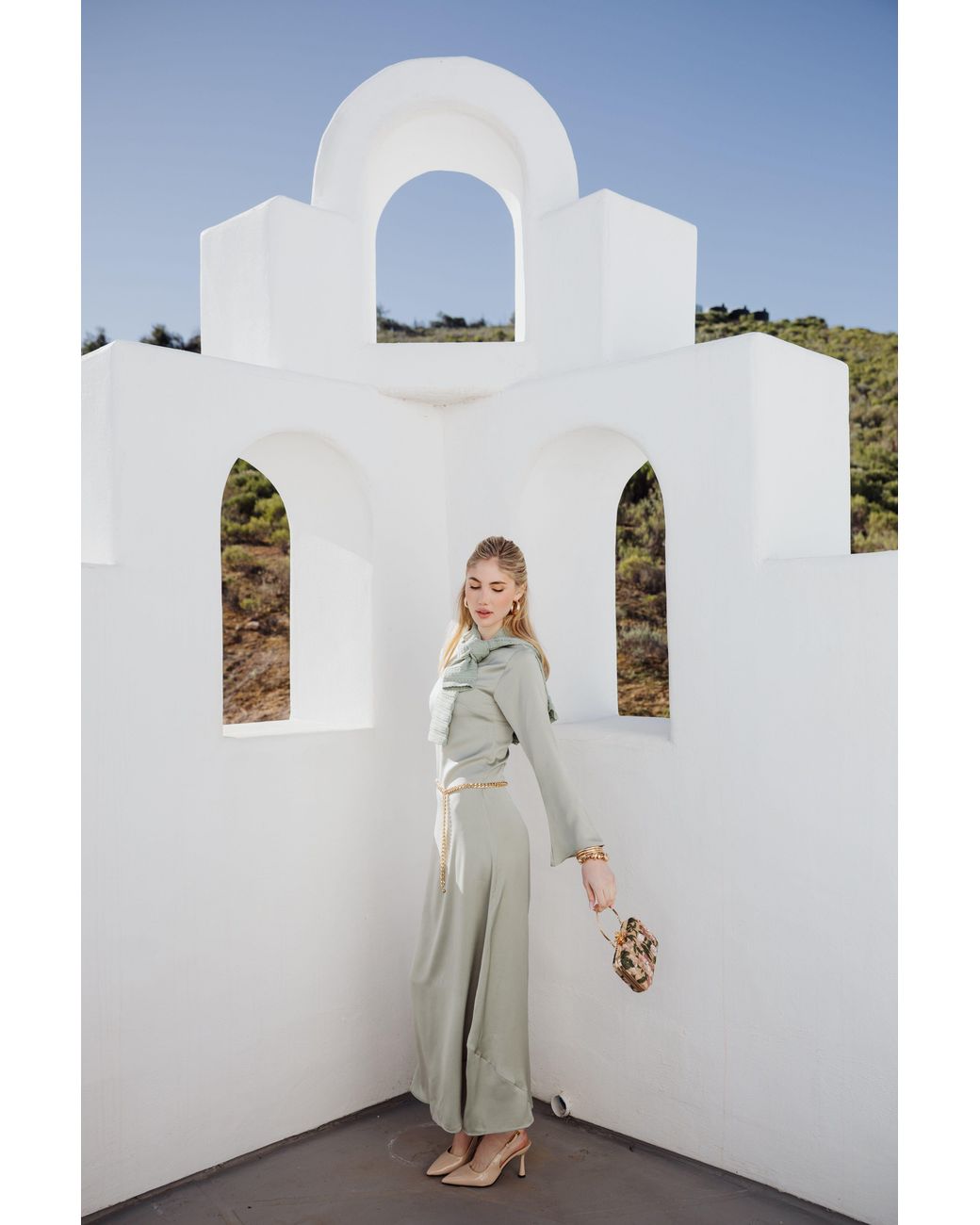 Rave on Trend Green Slip Long Sleeve Dress