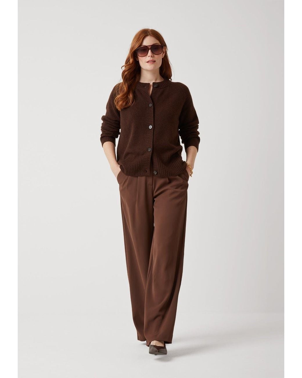 Loop Cashmere Brown The Luxe Crew Cardigan