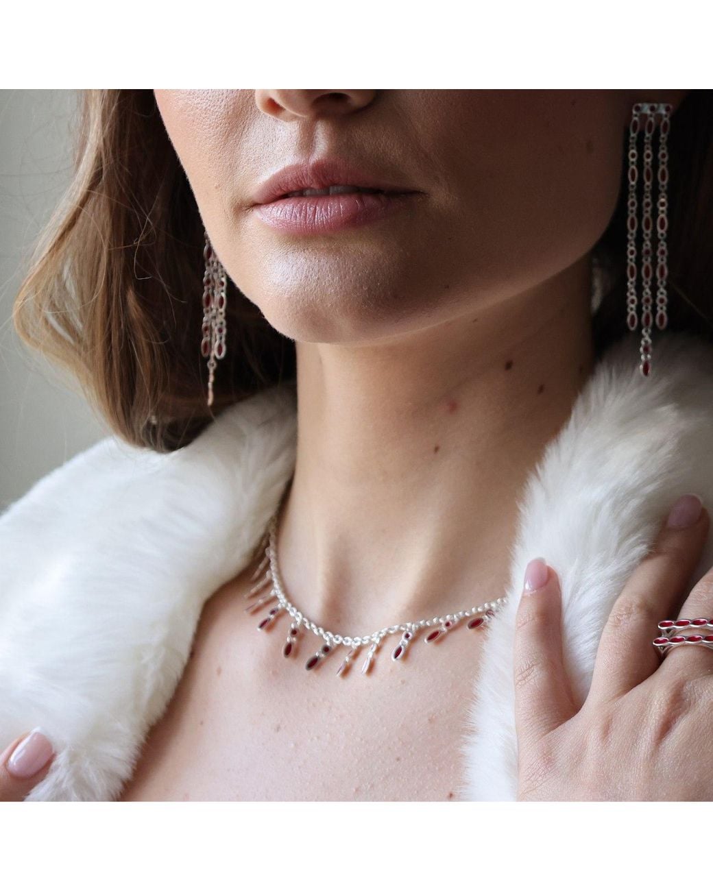 Linda Fiore Metallic Amalei Necklace With Creme Enamel