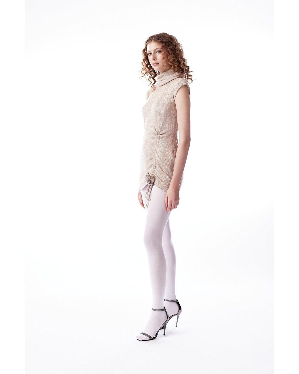 No'design Pink Neutrals Knit Mini Dress With Rose Detail