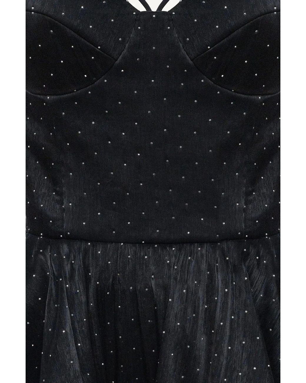 POST MERIDIEM Blue Mini Bustier Dress With Rhinestones