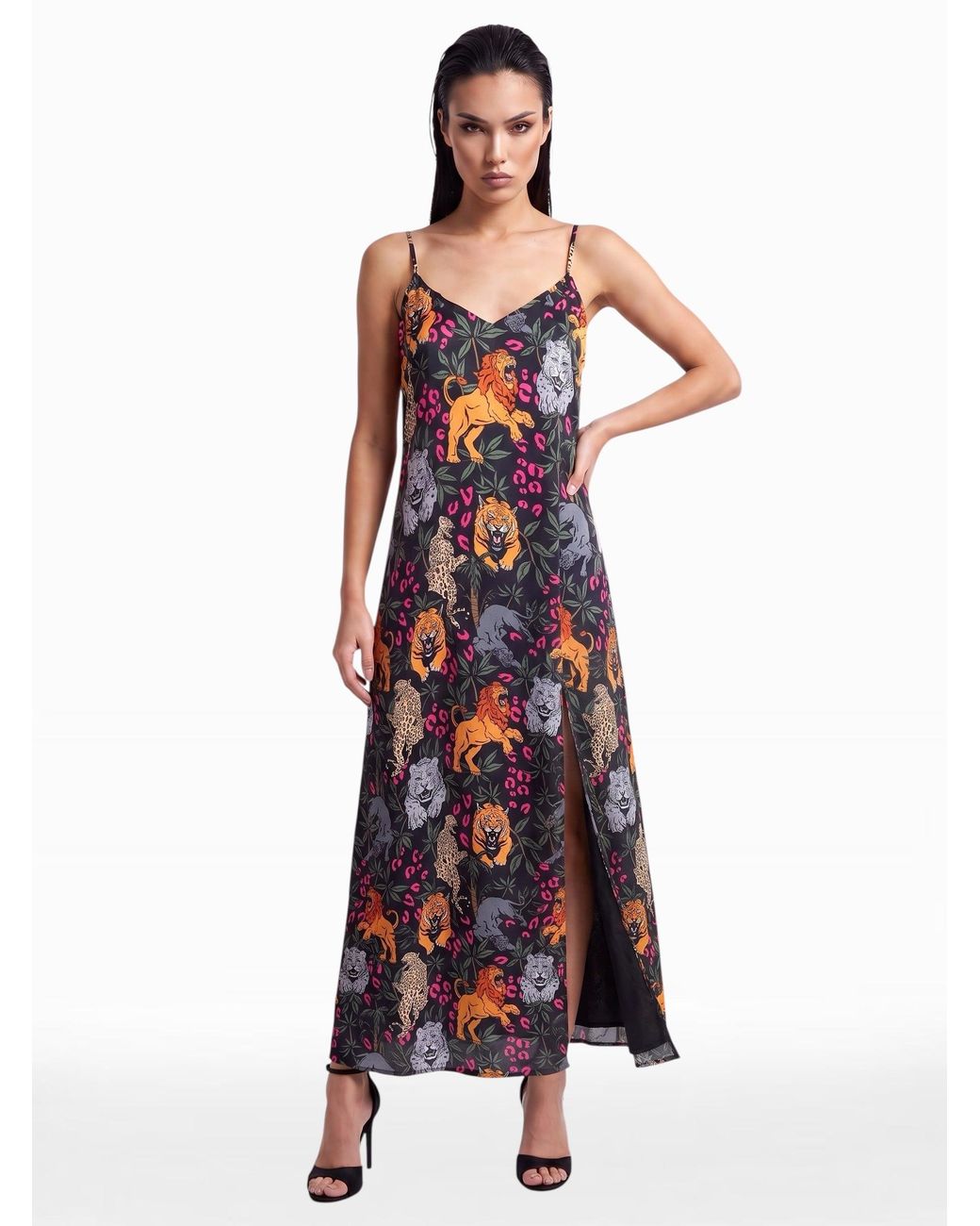 Any Old Iron Blue Big Cats Long Dress