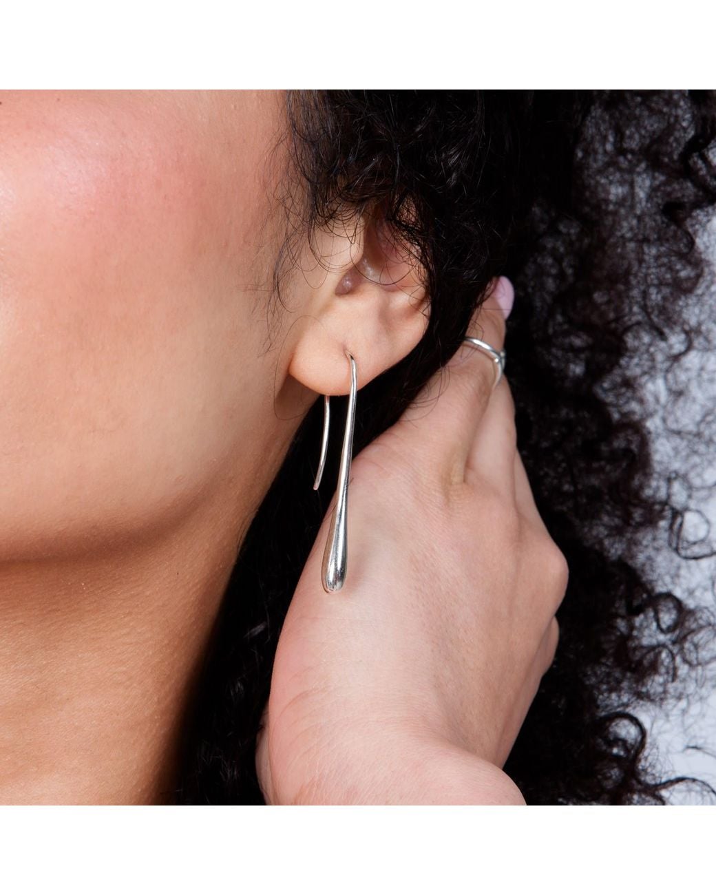 Lucy Quartermaine Metallic Sterling Solid Drop Earrings