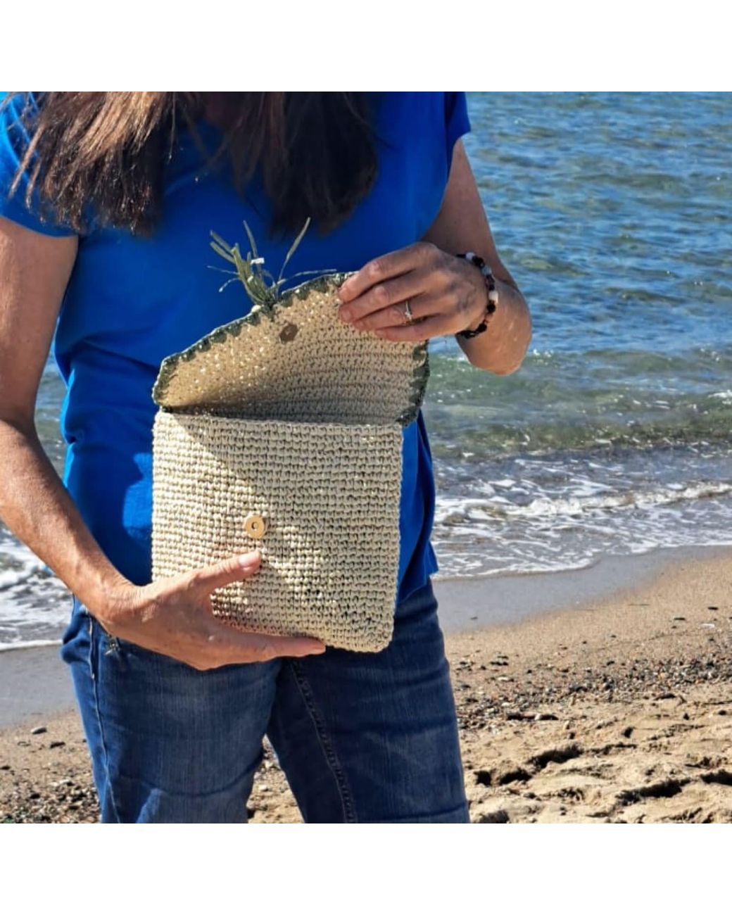 Springmoonatelier Brown Neutrals Raffia Cream Clutch Bag