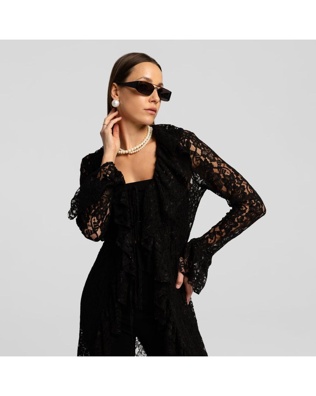Mandragora Black Long Laced Blouse Leya