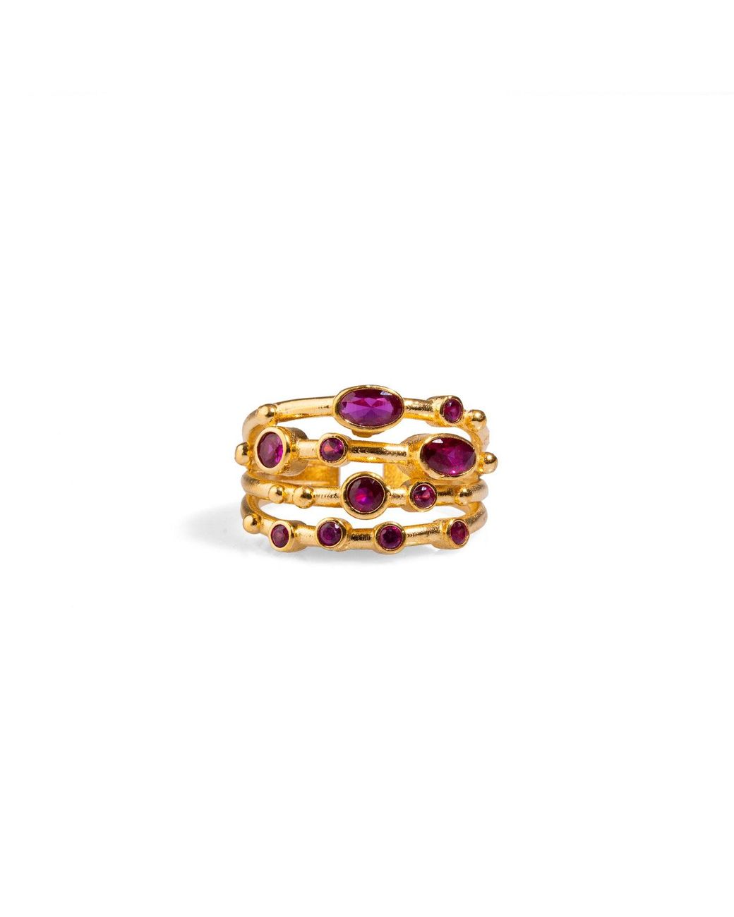 Ebru Jewelry Multicolor Ruby Stone Adjustable Statement Ring