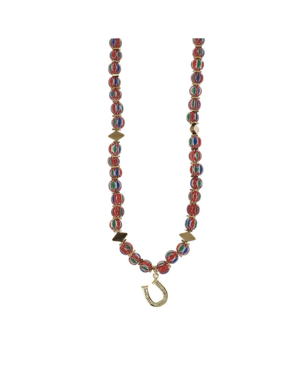 Ebru Jewelry Metallic Lucky Horseshoe African Bead Bohemian Choker Necklace