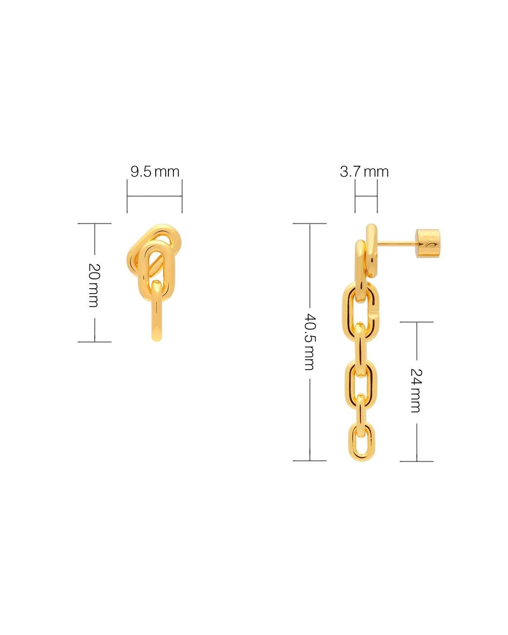 Meulien Metallic Long Or Short Convertible Link Chain Dangle Earrings