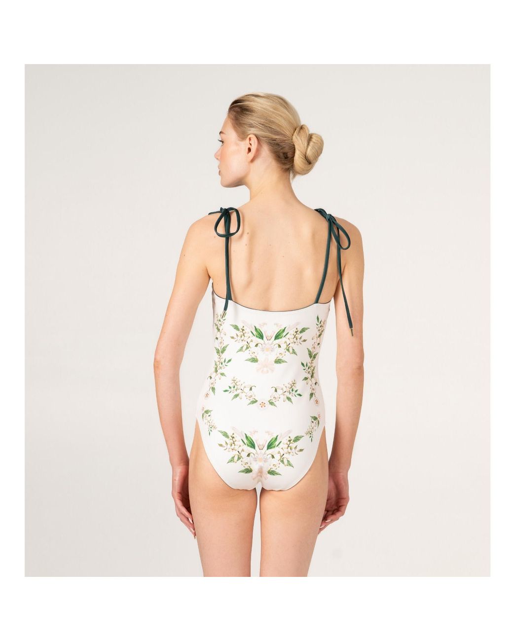 Jessie Zhao New York Green Lily Garden Reversible One Piece Swimsuit