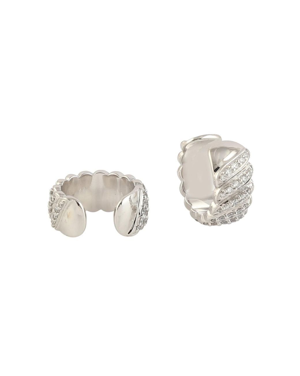 Artisan Metallic Diamond Ribbed Cuff Earrings