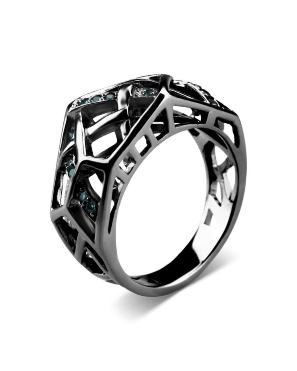 Bellus Domina Black Rhodium Plated Crossover Topaz Ring