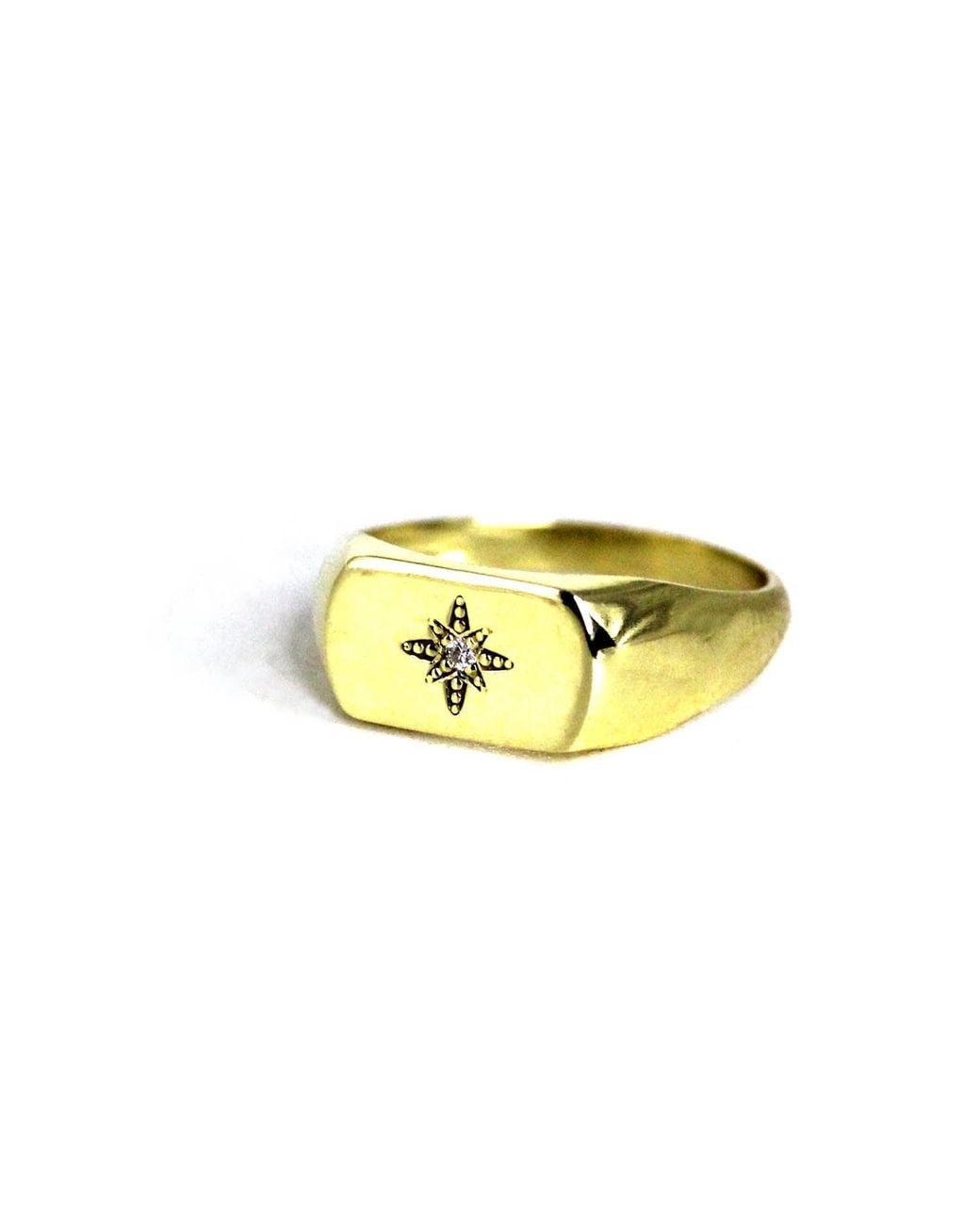 VicStoneNYC Fine Jewelry Yellow Natural Diamond Polaris Star Signet Ring