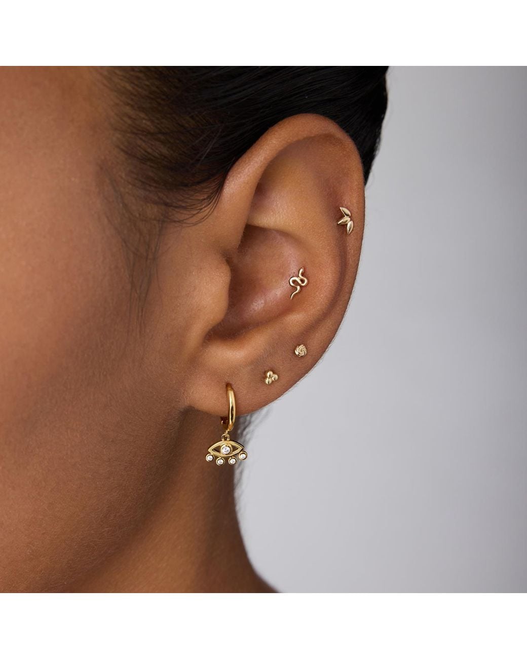 Vanhi White 14K Solid Snake Flat Back Stud