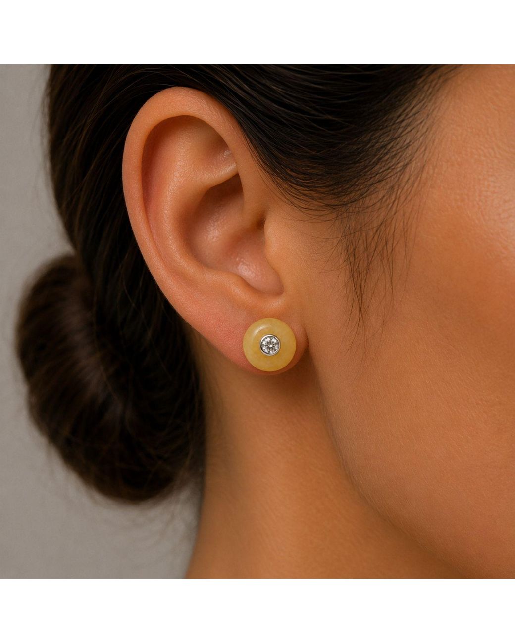 Lily Flo Jewellery Metallic Jade And Diamond Stud Earrings
