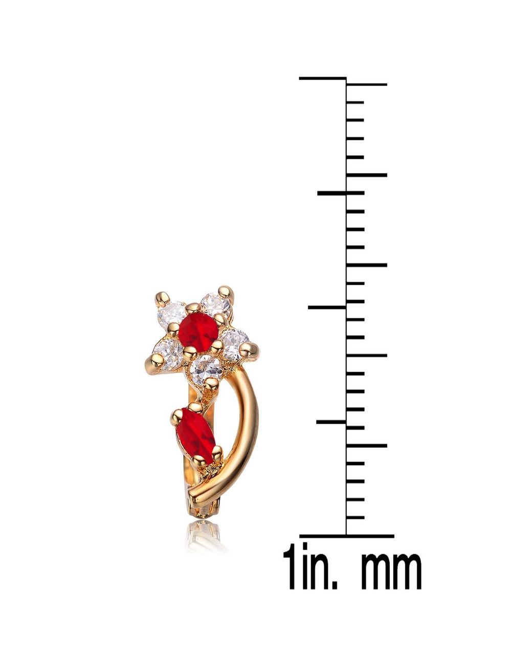 Genevive Jewelry Red Sterling Plated Ruby Cubic Zirconia Flower Huggie Earrings
