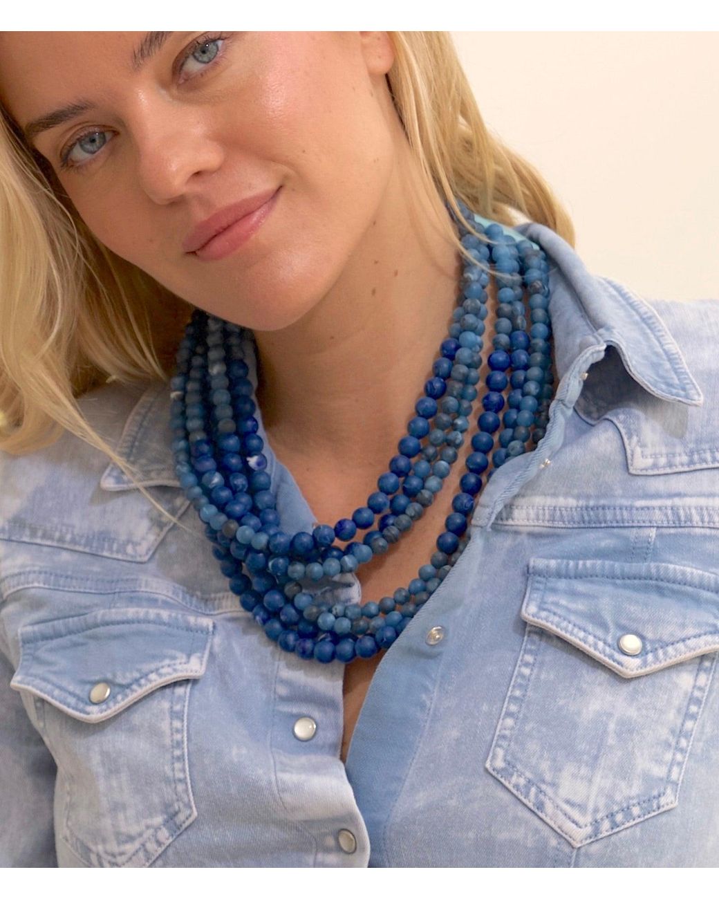 Fairchild Baldwin Blue Helena Marble Denim Necklace